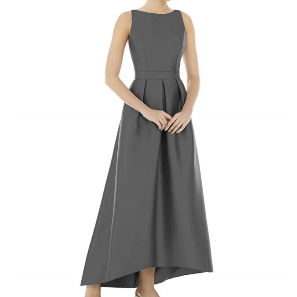 Alfred Sung D706 black High Low backless gown sz 8
